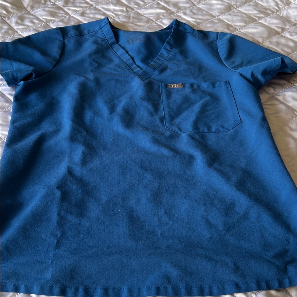 Figs Kids Short Sleeve V-Neck Top - Blue